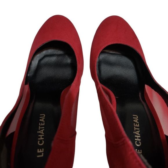 Le Chateau Mesh Side Cutout Red Accent Stiletto Heel Pumps size 7 - Picture 3 of 6